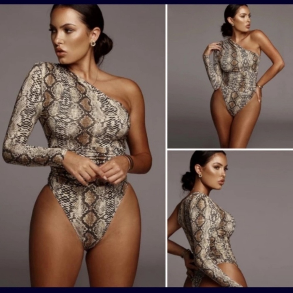 Bodysuit Top Blouse Snake Animal Print.
